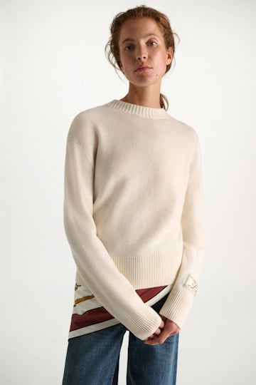 Dorothee Schumacher Merino-cashmere round neck pullover camellia white