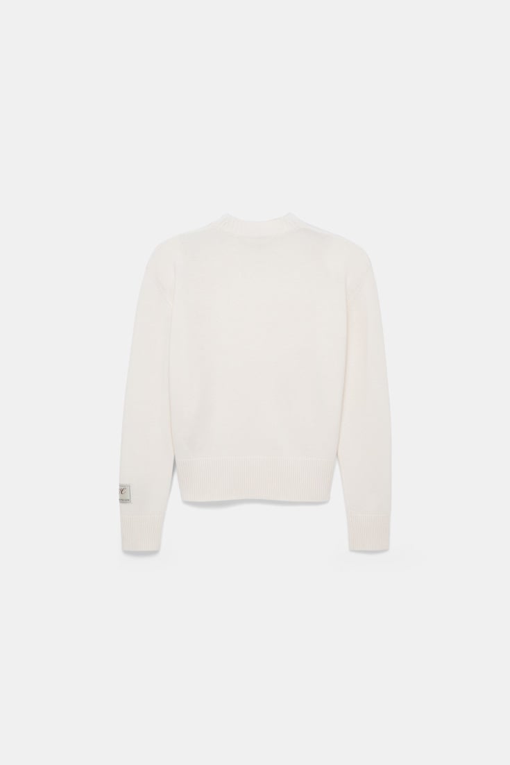 Dorothee Schumacher Merino-cashmere round neck pullover camellia white