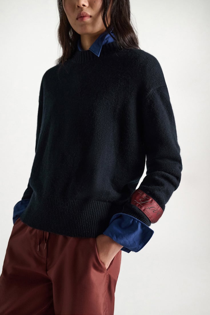 Dorothee Schumacher Merino-cashmere round neck pullover midnight navy