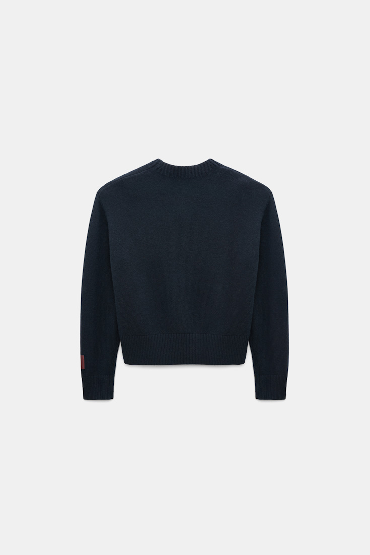Dorothee Schumacher Merino-cashmere round neck pullover midnight navy