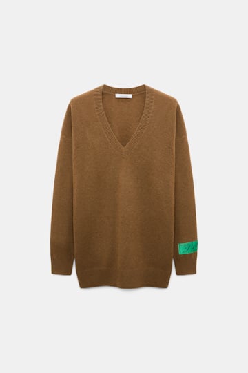 Dorothee Schumacher Merino-cashmere V-neck pullover porcini