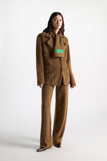 Dorothee Schumacher Merino-cashmere double-breasted blazer porcini