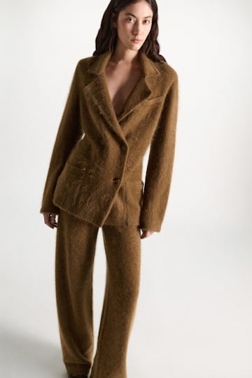Dorothee Schumacher Merino-cashmere double-breasted blazer porcini