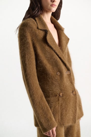Dorothee Schumacher Merino-cashmere double-breasted blazer porcini