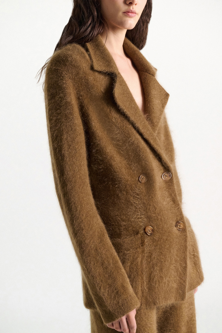 Dorothee Schumacher Merino-cashmere double-breasted blazer porcini