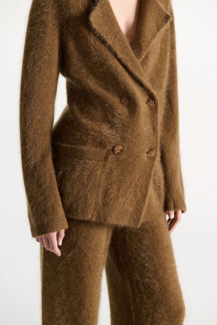 Dorothee Schumacher Merino-cashmere double-breasted blazer porcini