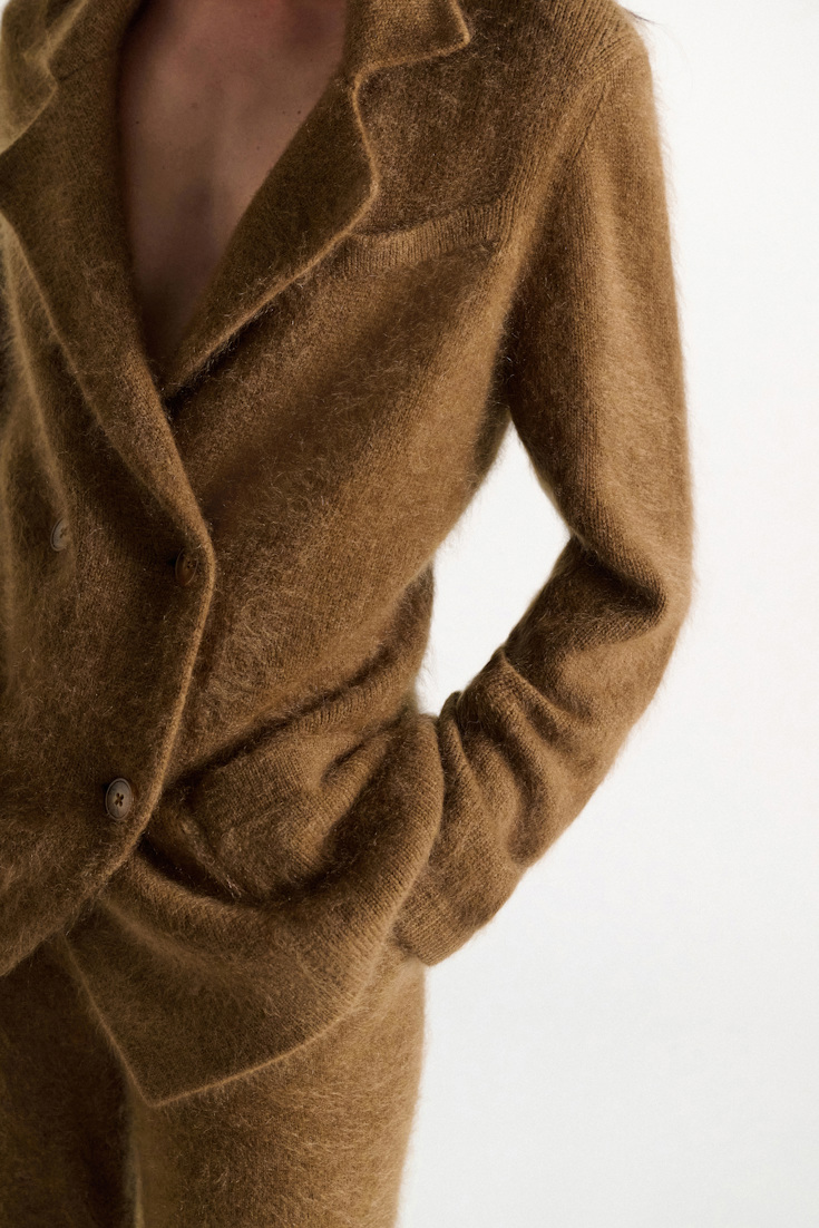 Dorothee Schumacher Merino-cashmere double-breasted blazer porcini