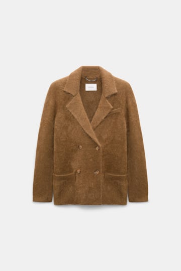Dorothee Schumacher Merino-cashmere double-breasted blazer porcini