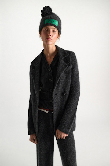 Dorothee Schumacher Merino-cashmere double-breasted blazer anthra melange