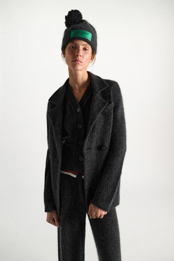 Dorothee Schumacher Merino-cashmere double-breasted blazer anthra melange