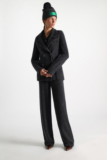 Dorothee Schumacher Merino-cashmere double-breasted blazer anthra melange