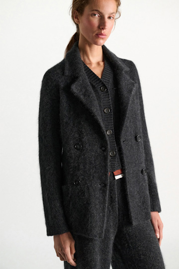 Dorothee Schumacher Merino-cashmere double-breasted blazer anthra melange