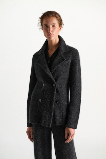 Dorothee Schumacher Merino-cashmere double-breasted blazer anthra melange
