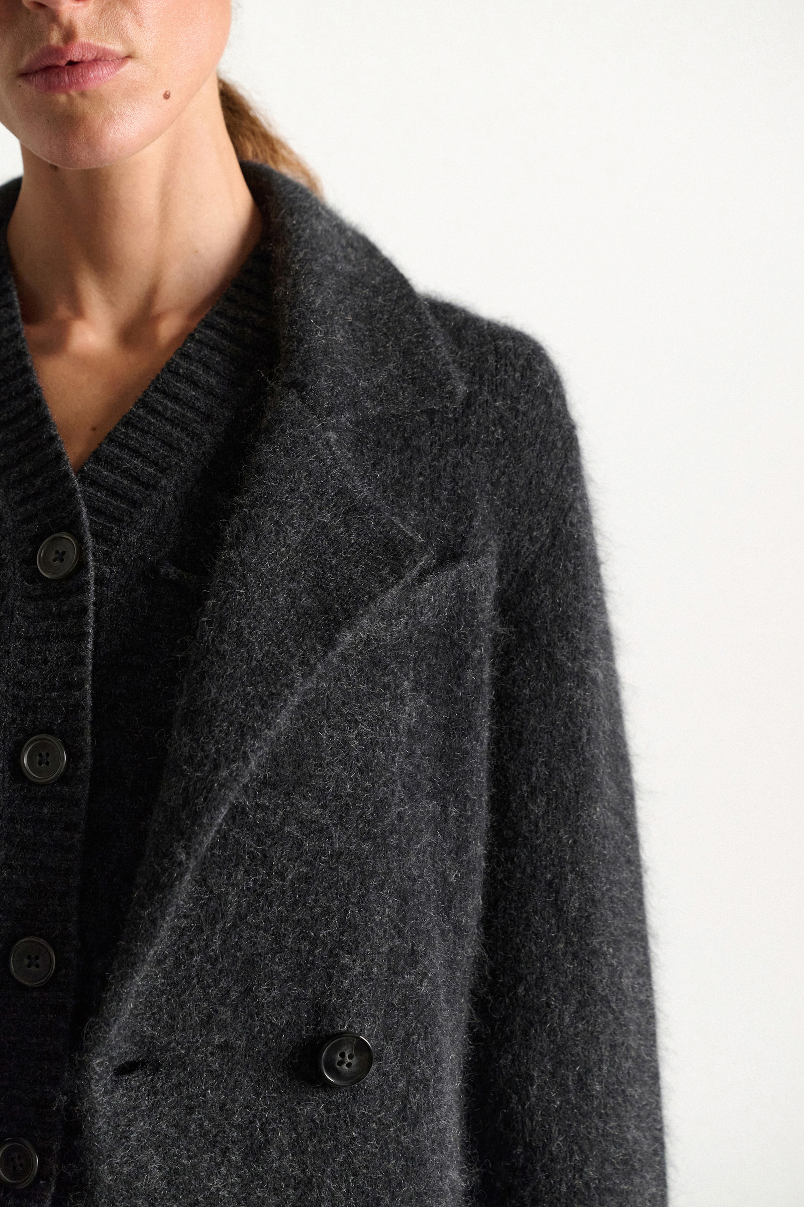Dorothee Schumacher Merino-cashmere double-breasted blazer anthra melange