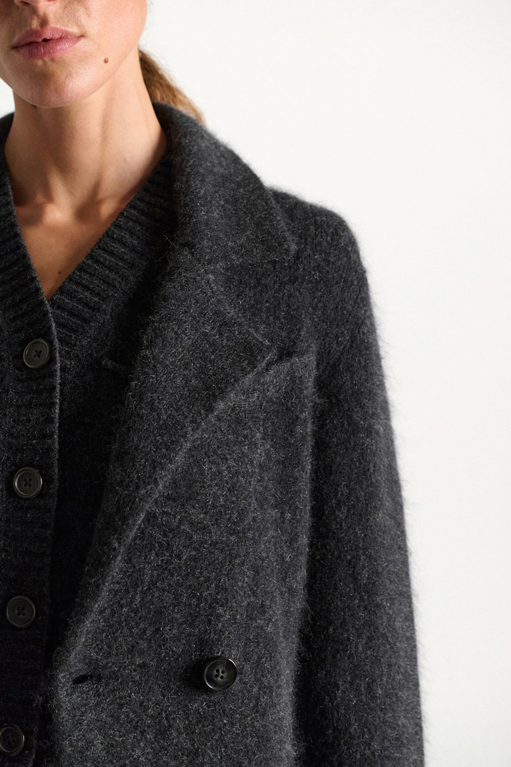 Dorothee Schumacher Merino-cashmere double-breasted blazer anthra melange