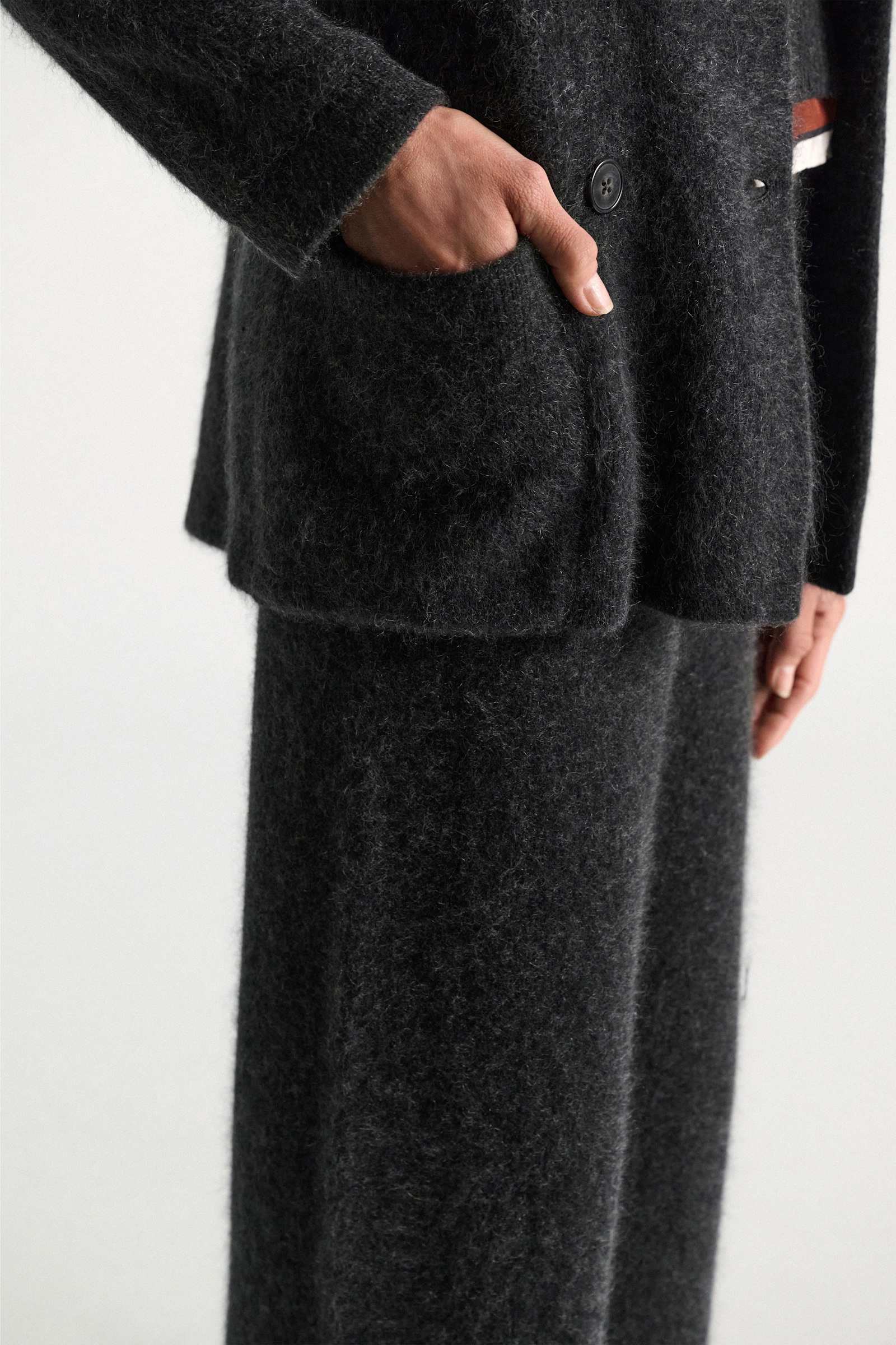 Dorothee Schumacher Merino-cashmere double-breasted blazer anthra melange