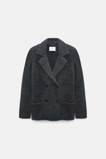 Dorothee Schumacher Merino-cashmere double-breasted blazer anthra melange
