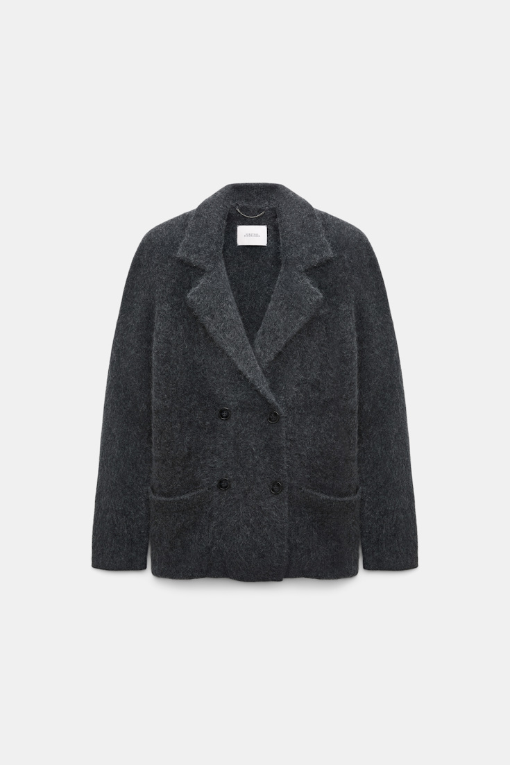 Dorothee Schumacher Merino-cashmere double-breasted blazer anthra melange