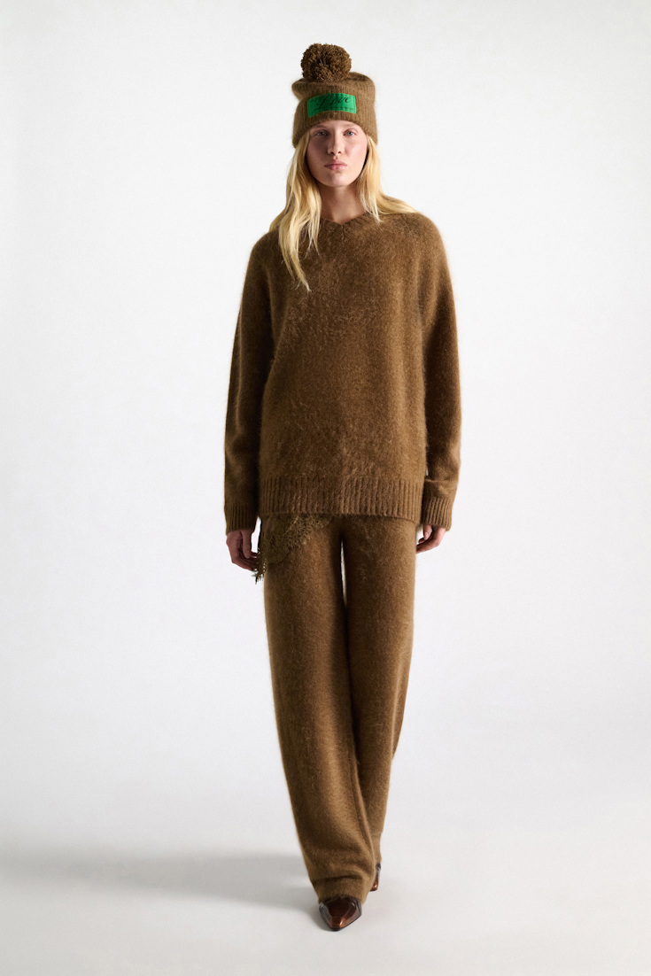 Dorothee Schumacher Pullover mit V-Ausschnitt aus Merino und Kaschmir porcini