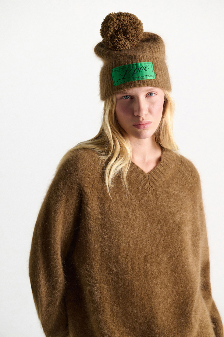 Dorothee Schumacher Pullover mit V-Ausschnitt aus Merino und Kaschmir porcini