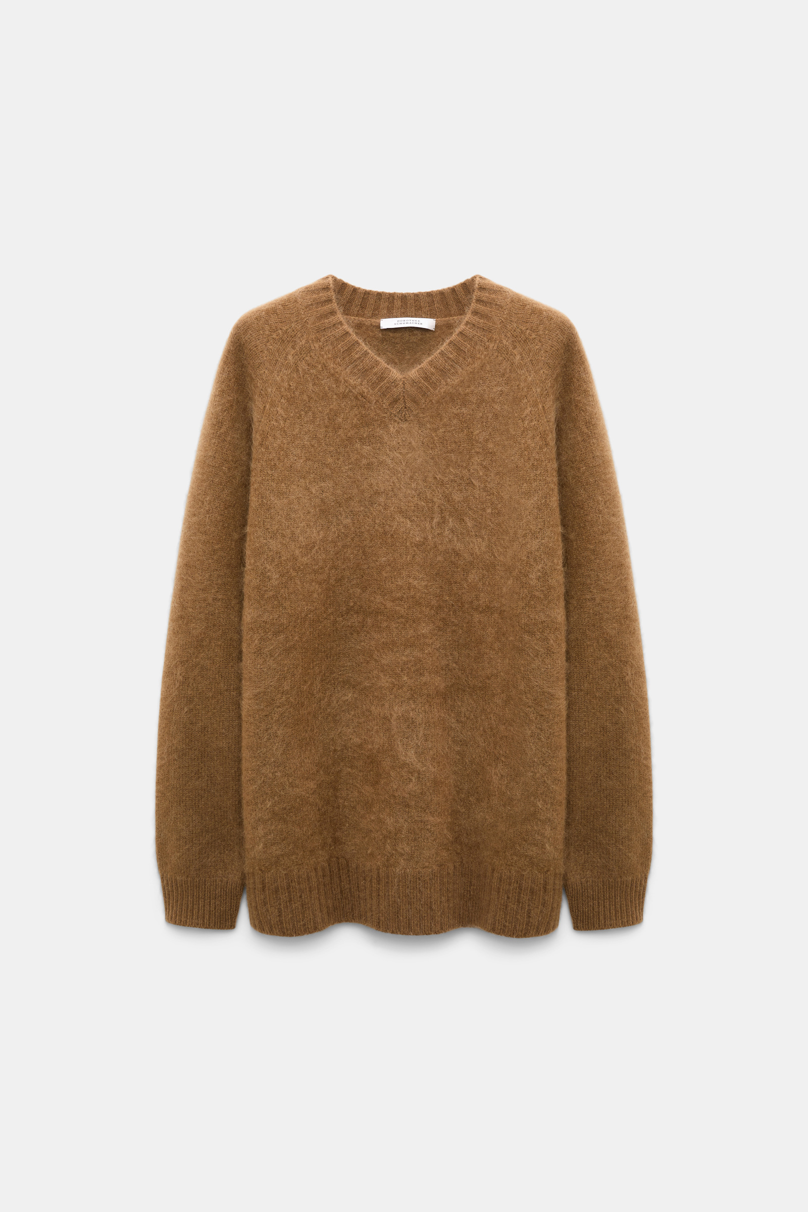 Dorothee Schumacher Pullover mit V-Ausschnitt aus Merino und Kaschmir porcini