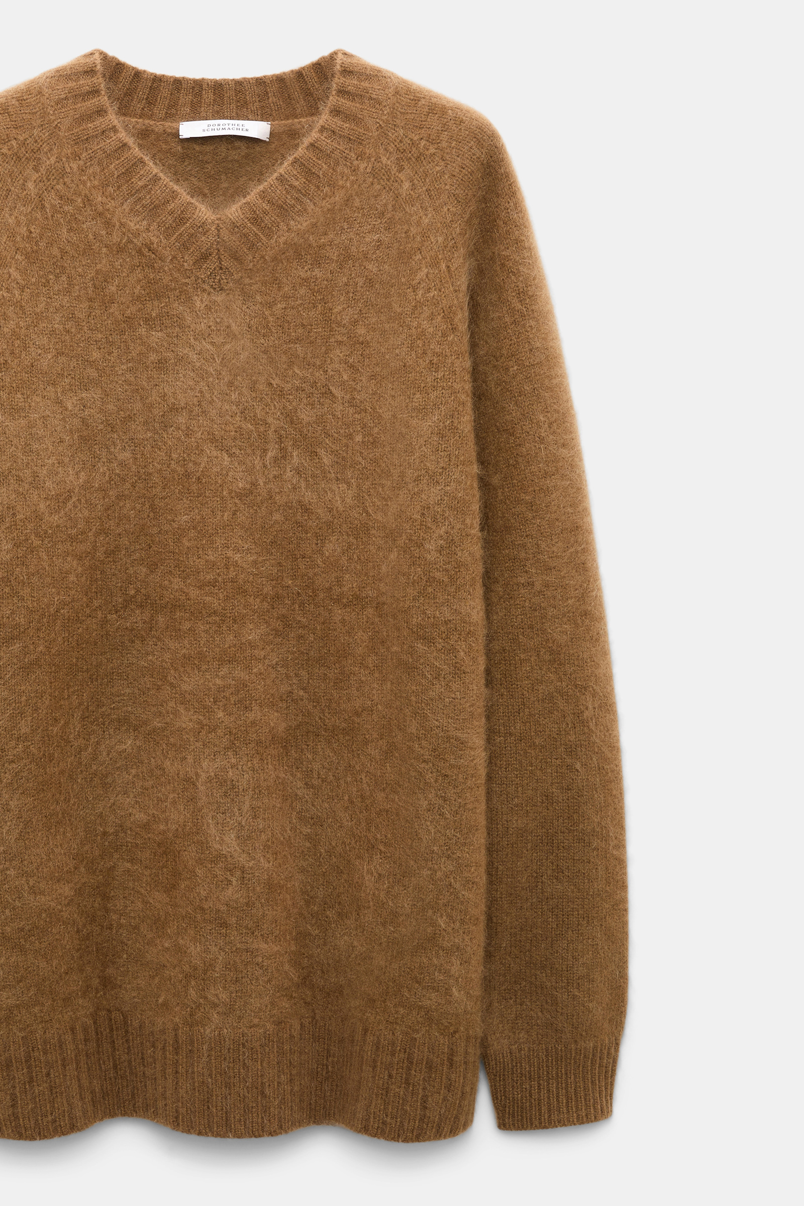 Dorothee Schumacher Pullover mit V-Ausschnitt aus Merino und Kaschmir porcini