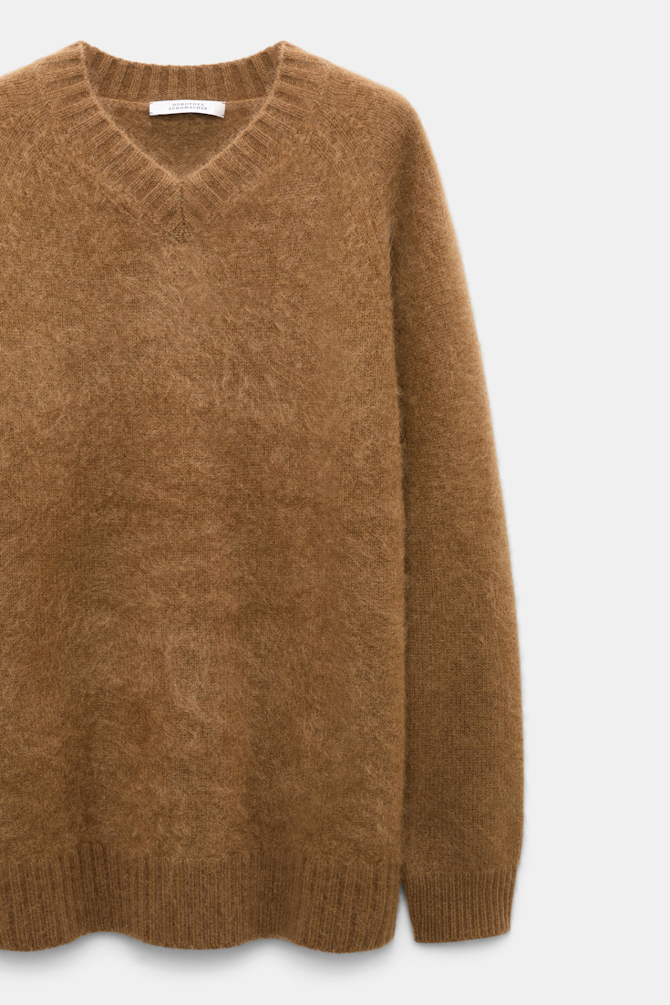 Dorothee Schumacher Pullover mit V-Ausschnitt aus Merino und Kaschmir porcini
