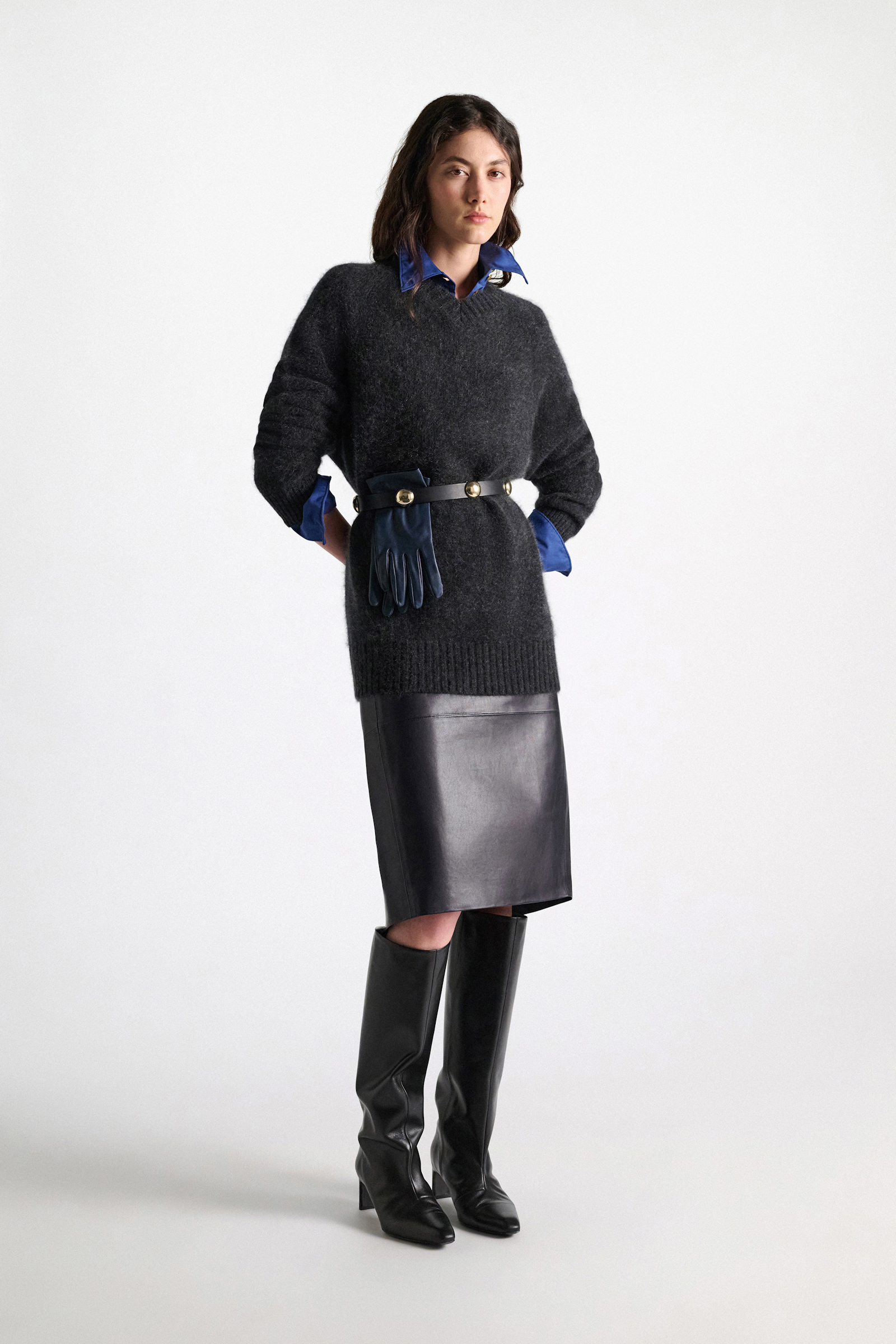 Dorothee Schumacher Merino-cashmere V-neck pullover anthra melange
