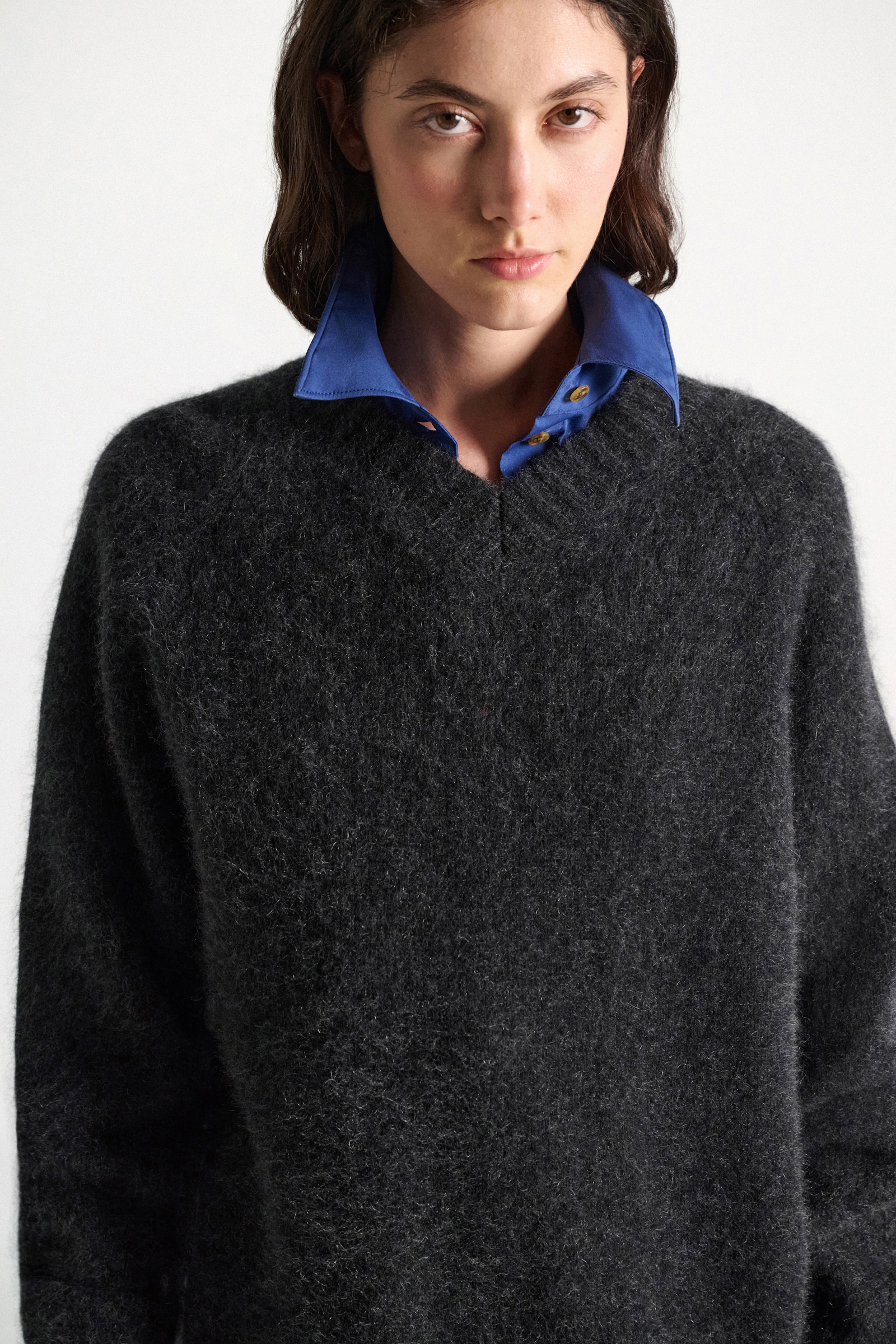 Dorothee Schumacher Merino-cashmere V-neck pullover anthra melange