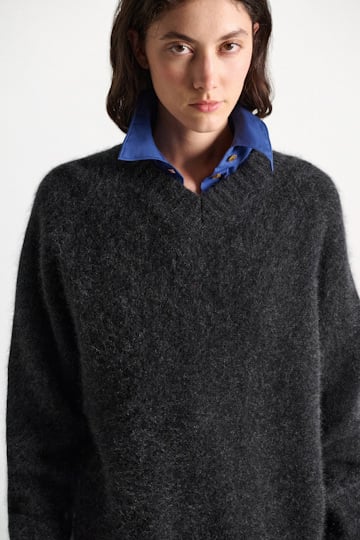 Dorothee Schumacher Merino-cashmere V-neck pullover anthra melange