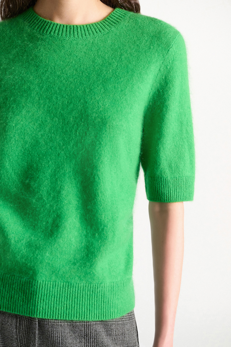 Dorothee Schumacher Merino-cashmere half sleeve pullover wasabi