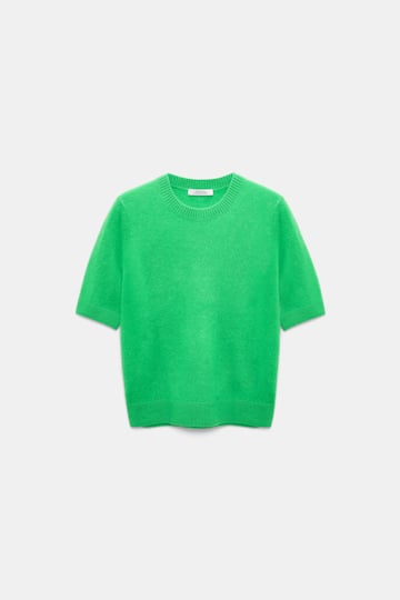 Dorothee Schumacher Merino-cashmere half sleeve pullover wasabi