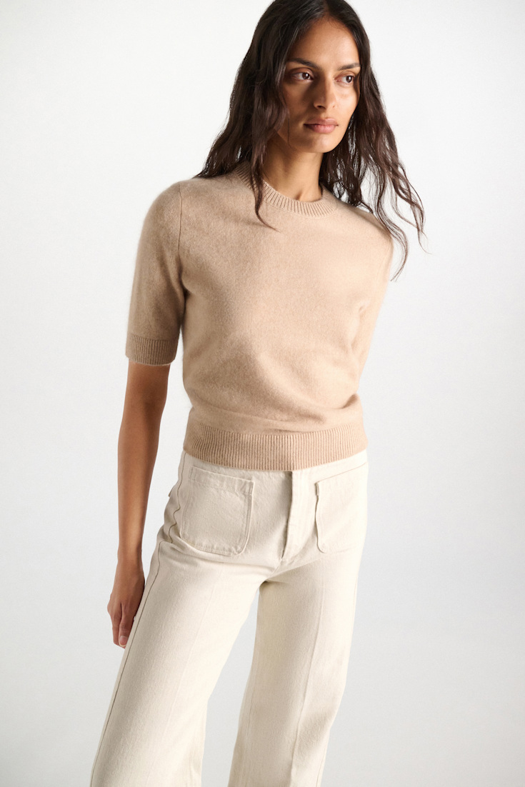 Dorothee Schumacher Merino-cashmere half sleeve pullover make up Model Detail View