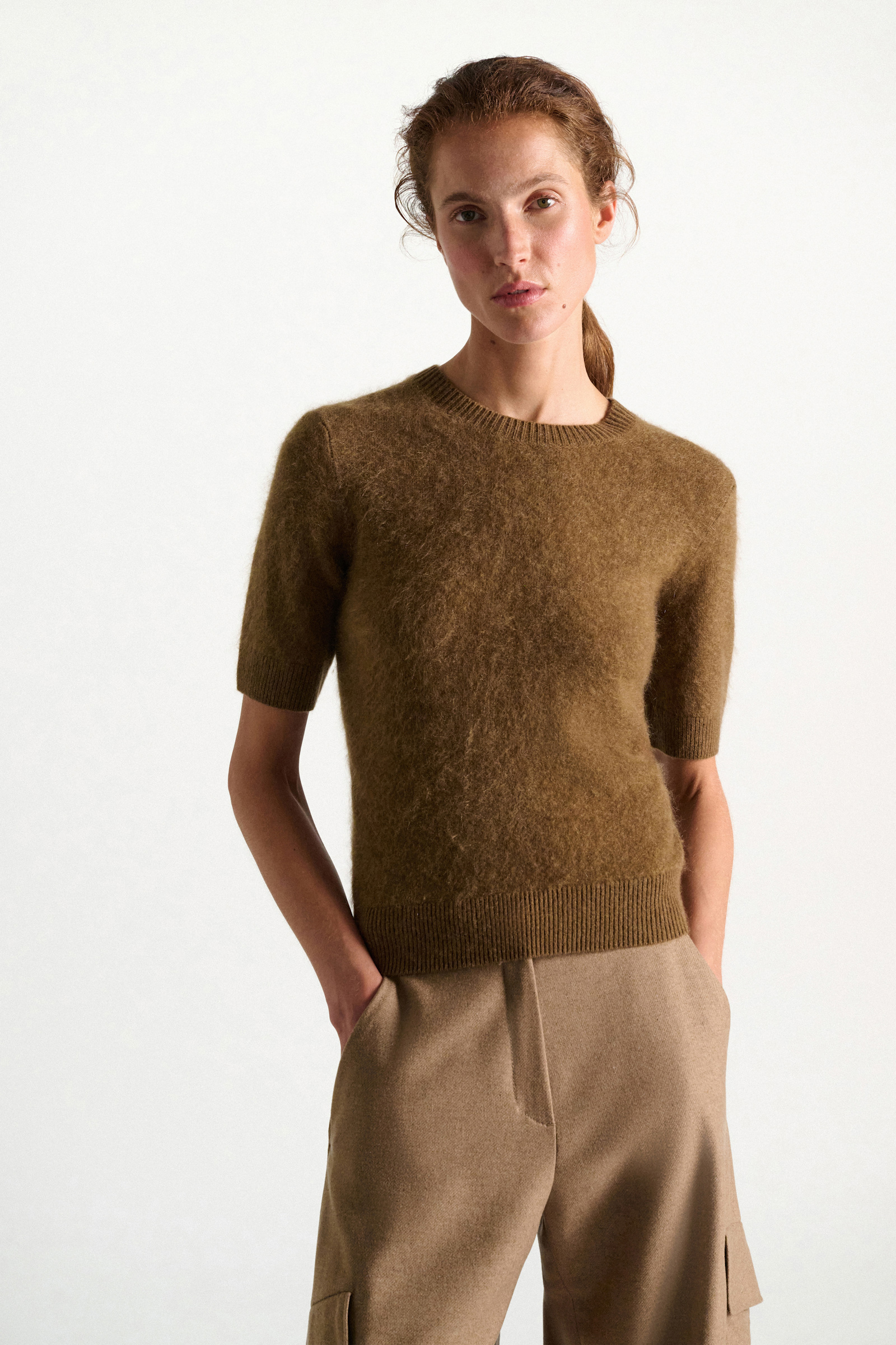 Dorothee Schumacher Merino-cashmere half sleeve pullover porcini