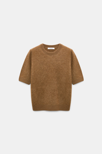 Dorothee Schumacher Pullover mit kurzen Ärmeln aus Merino und Kaschmir porcini