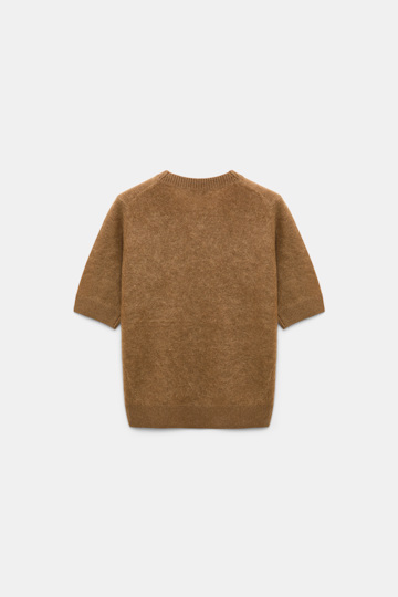 Dorothee Schumacher Pullover mit kurzen Ärmeln aus Merino und Kaschmir porcini