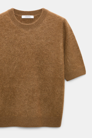 Dorothee Schumacher Pullover mit kurzen Ärmeln aus Merino und Kaschmir porcini