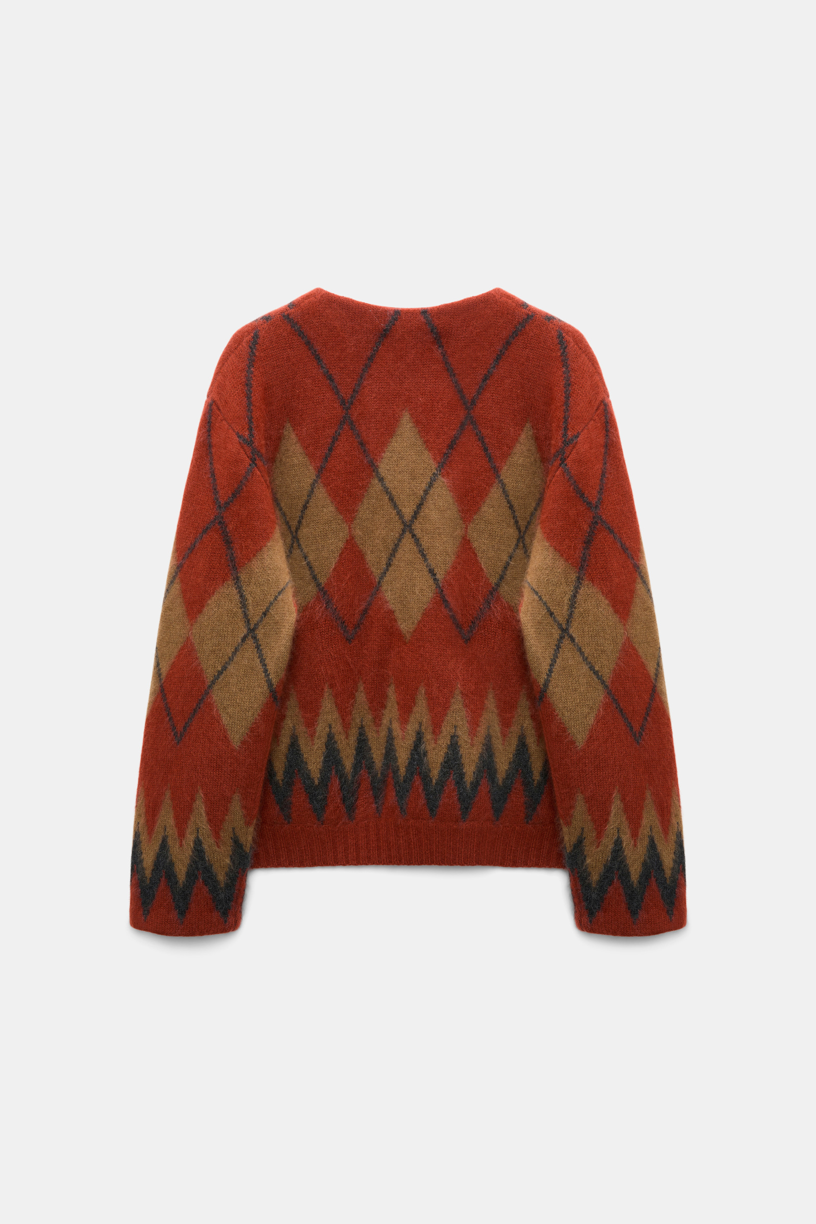 Dorothee Schumacher Merino-cashmere argyle V-neck cardigan argyle brick