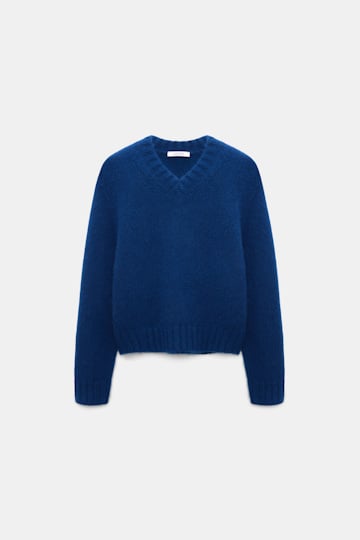Dorothee Schumacher Pullover mit V-Ausschnitt aus Kaschmir ocean blue