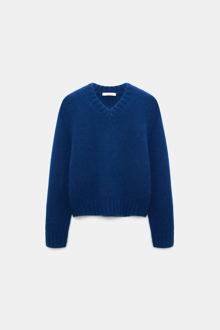 Dorothee Schumacher Pullover mit V-Ausschnitt aus Kaschmir ocean blue