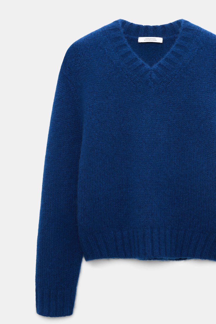Dorothee Schumacher Pullover mit V-Ausschnitt aus Kaschmir ocean blue