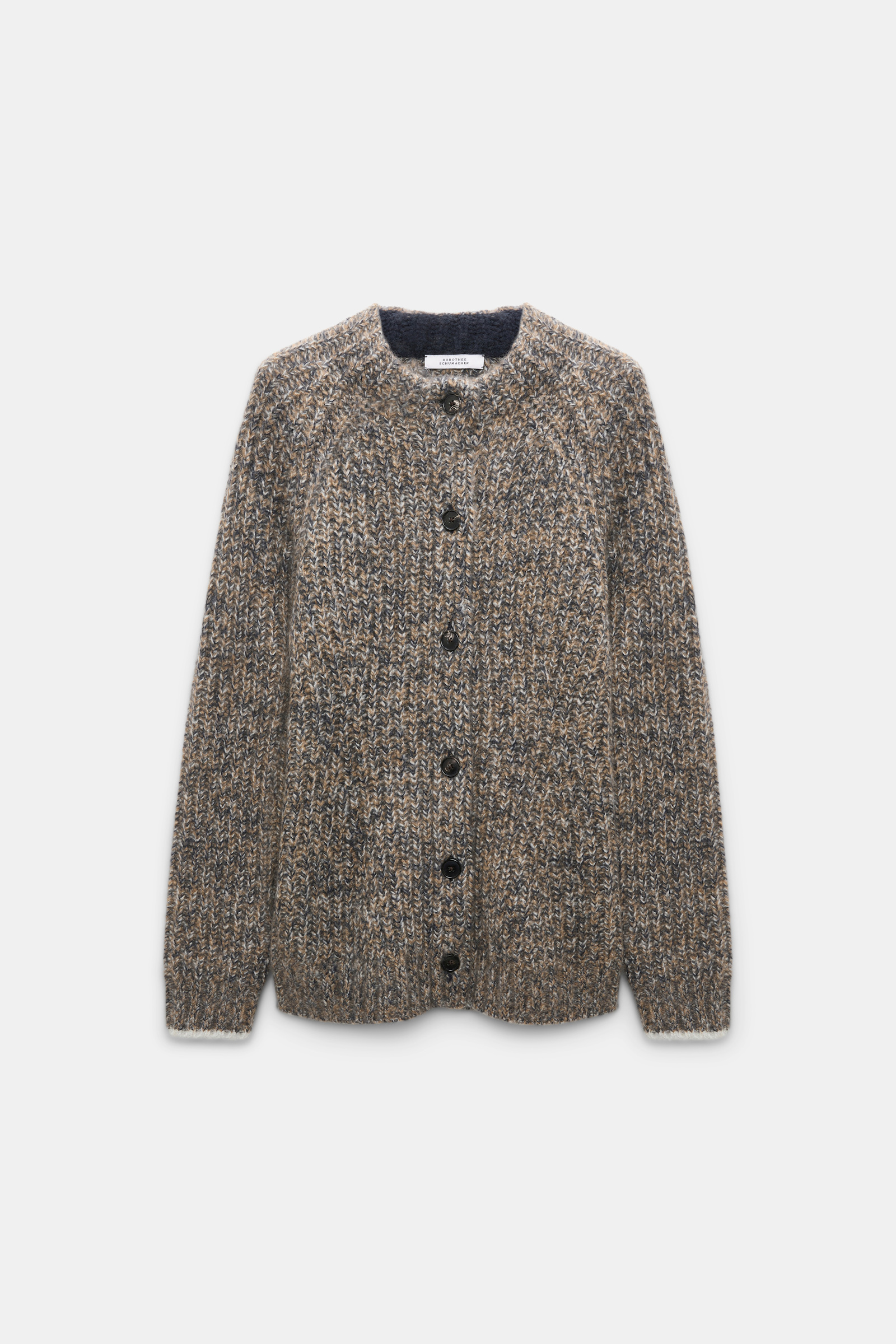 Dorothee Schumacher Rib knit cashmere pullover mist-walnut-black mouline