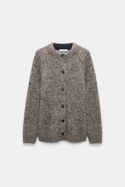 Dorothee Schumacher Cardigan mit Rundhals aus Kaschmir mist-thunder-walnut mouline