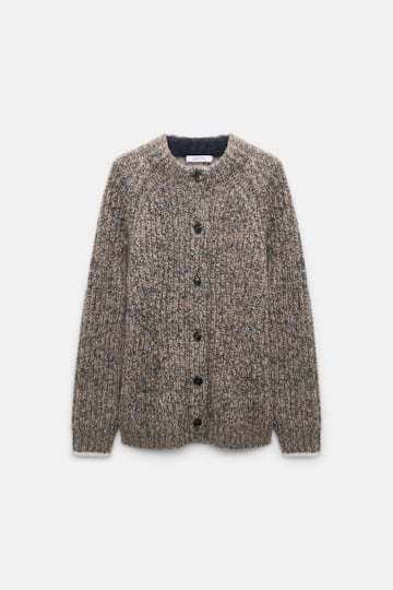 Dorothee Schumacher Rib knit cashmere pullover mist-walnut-black mouline