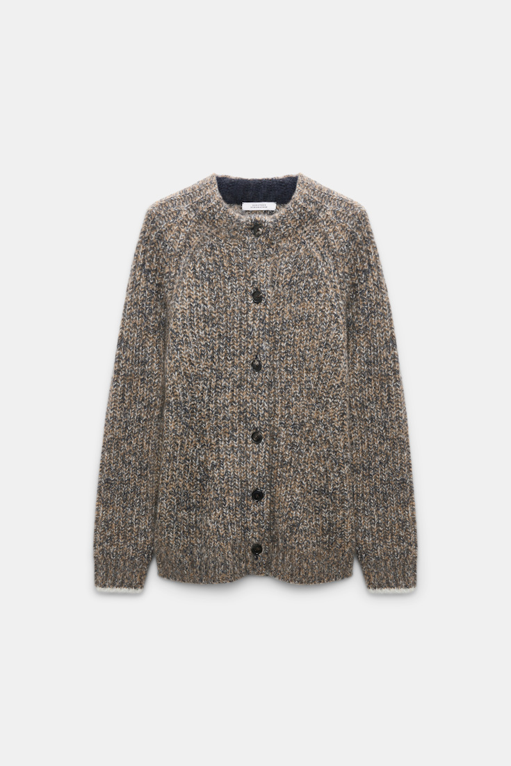 Dorothee Schumacher Rib knit cashmere pullover mist-walnut-black mouline