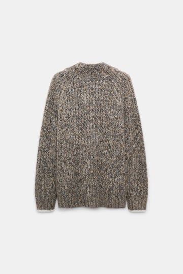 Dorothee Schumacher Rib knit cashmere pullover mist-walnut-black mouline