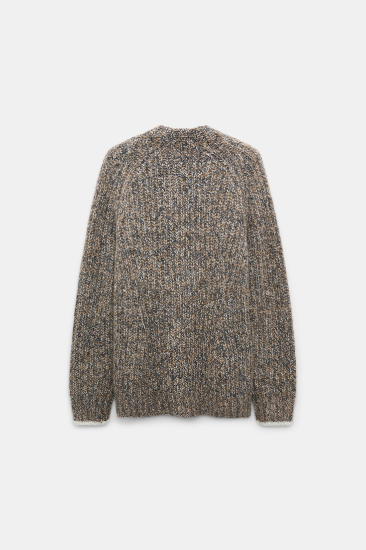 Dorothee Schumacher Rib knit cashmere pullover mist-walnut-black mouline