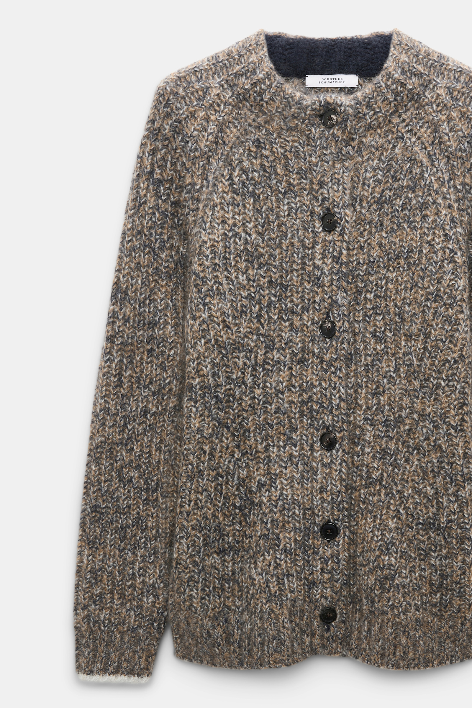 Dorothee Schumacher Rib knit cashmere pullover mist-walnut-black mouline