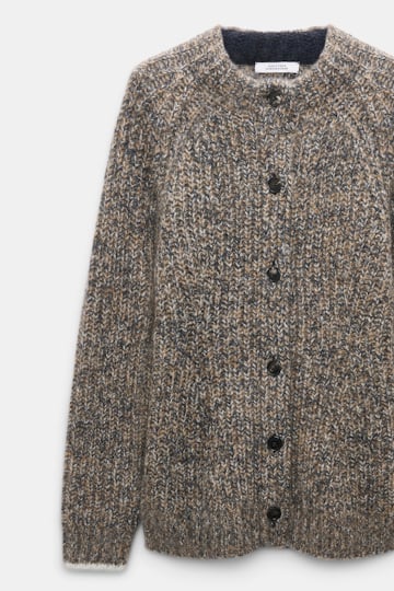 Dorothee Schumacher Rib knit cashmere pullover mist-walnut-black mouline