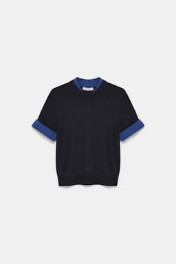 Dorothee Schumacher Pullover im Layering-Look aus extrafeinem Merino ink and midnight